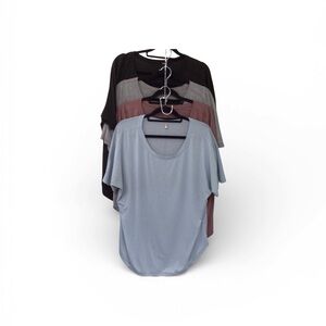 Lucy Women's Short Sleeve Tops - Black, Gray, Blue, muted eggplant
